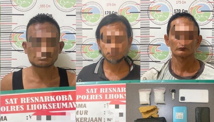 Tiga Tersangka Penjual Narkotika di Lhokseumawe Diringkus Polisi