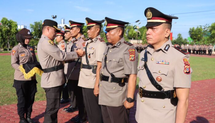 Kasat Narkoba dan Dua Kapolsek Laksanakan Sertijab di Polres Aceh Utara