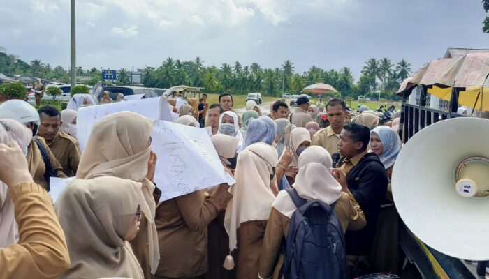 Ribuan Honorer Gelar Aksi di Depan Kantor Bupati Aceh Utara, Tuntut Kepastian Pengangkatan